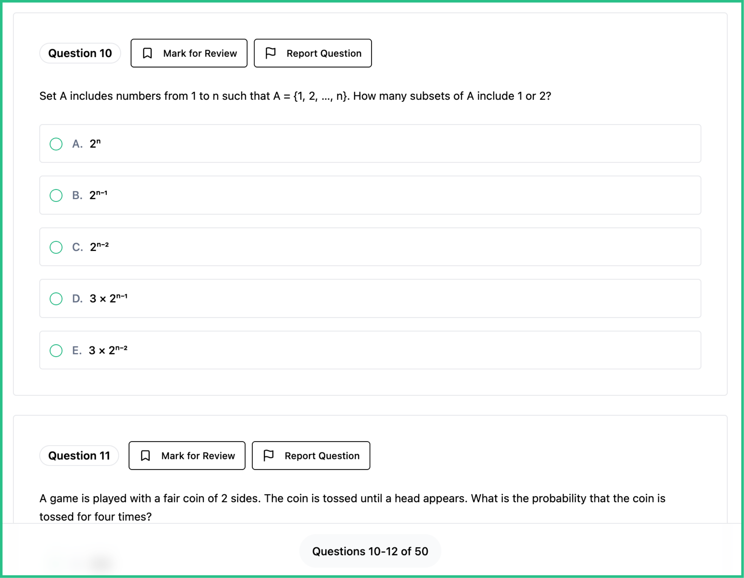 Bocconi Test interface